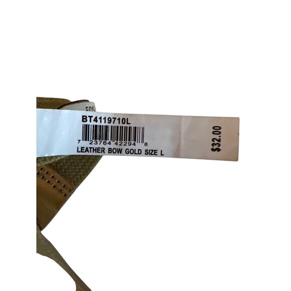Leather Bow Belt Gold Fossil Size L Adjustable Snap Closure Womens Accessory - Picture 5 of 5